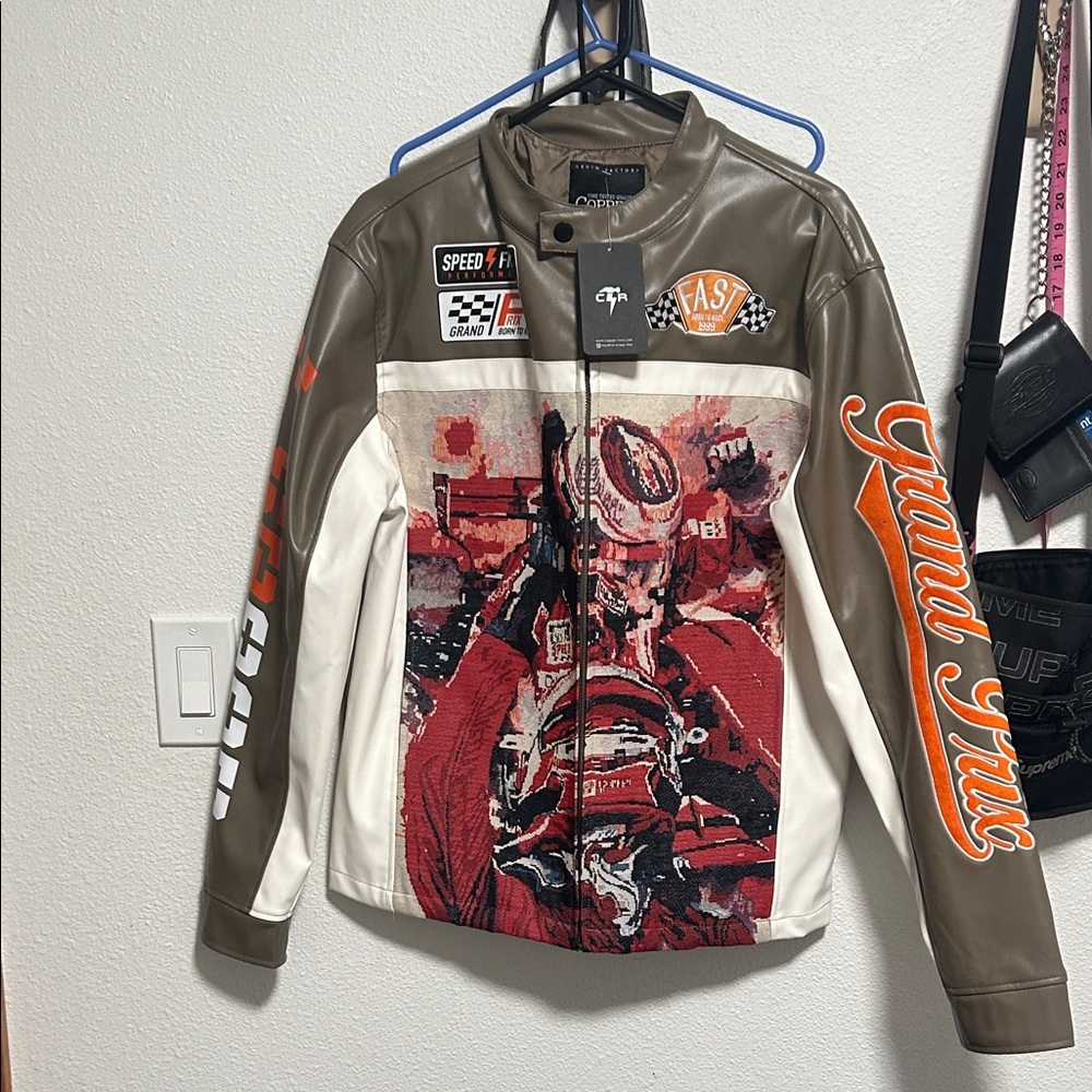 Speed Fast Racing Jacket - Brown and White